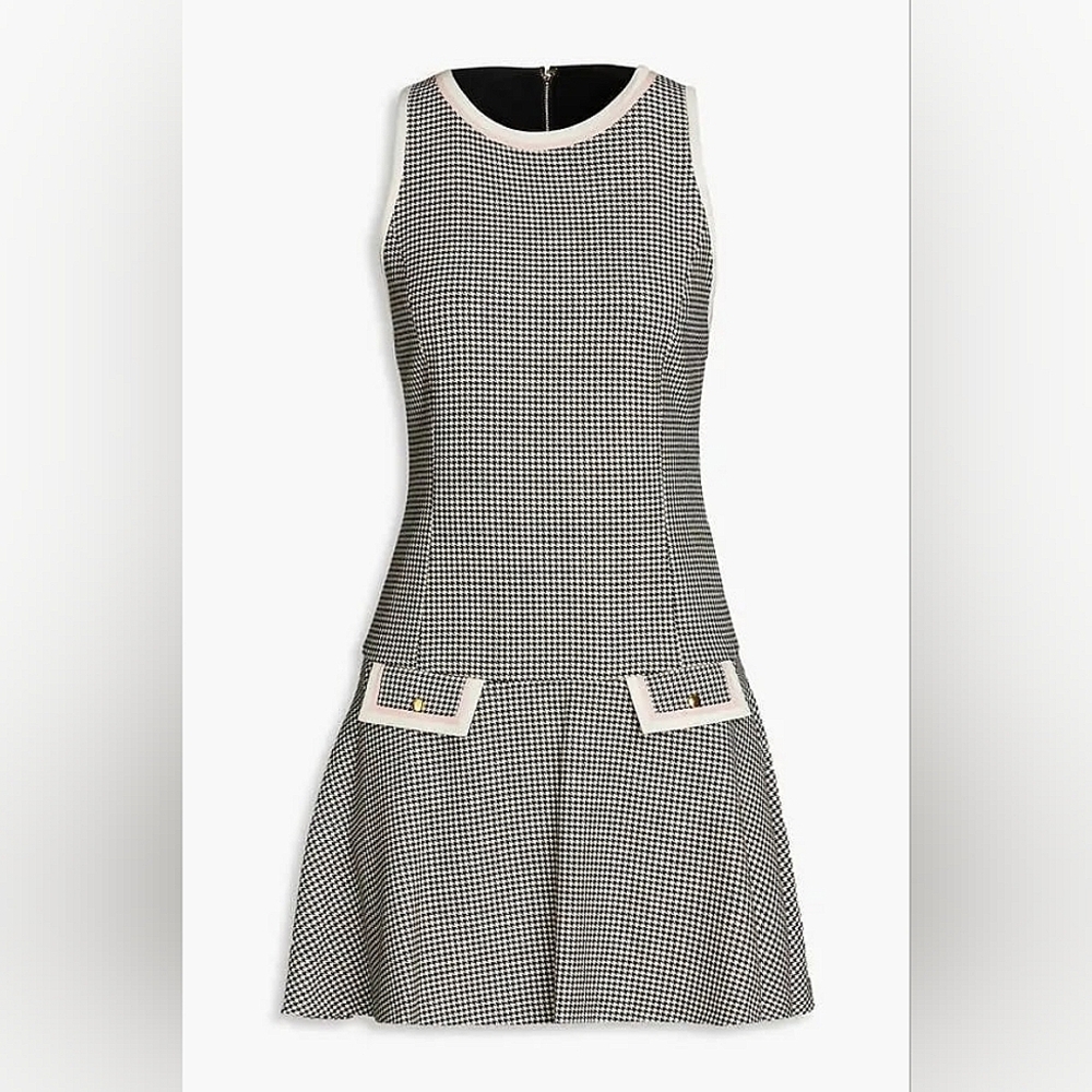Sima Dropwaist Mini Dress in Houndstooth
